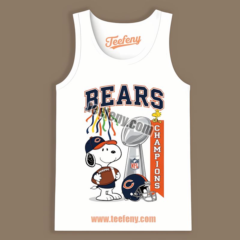 Chicago Bears Champions Snoopy Celebration Adults Tanktop Chicago Bears Champions Snoopy Celebration Adults Tanktop