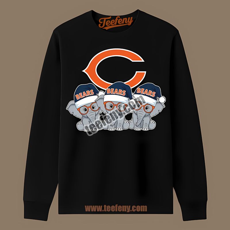 Chicago Bears Christmas Elephants Sports Long Sleeve For Fans Chicago Bears Christmas Elephants Sports Long Sleeve For Fans