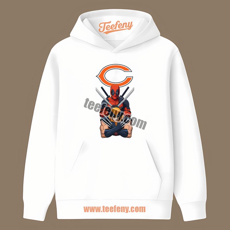 Chicago Bears Deadpool Wolverine Crossover Color Hoodie Chicago Bears Deadpool Wolverine Crossover Color Hoodie