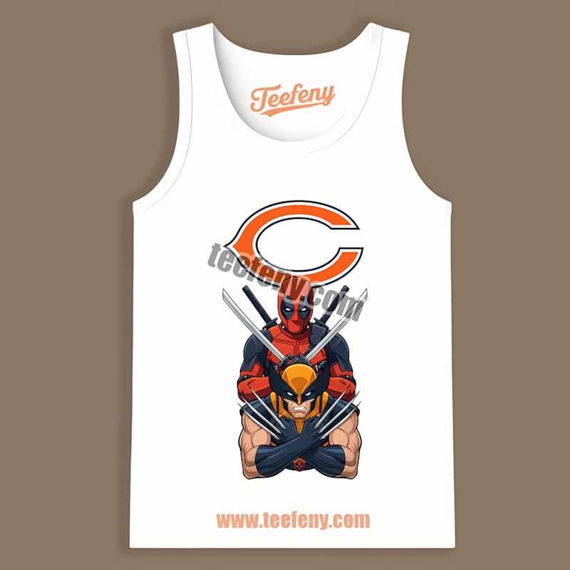 Chicago Bears Deadpool Wolverine Crossover Color Tanktop Chicago Bears Deadpool Wolverine Crossover Color Tanktop