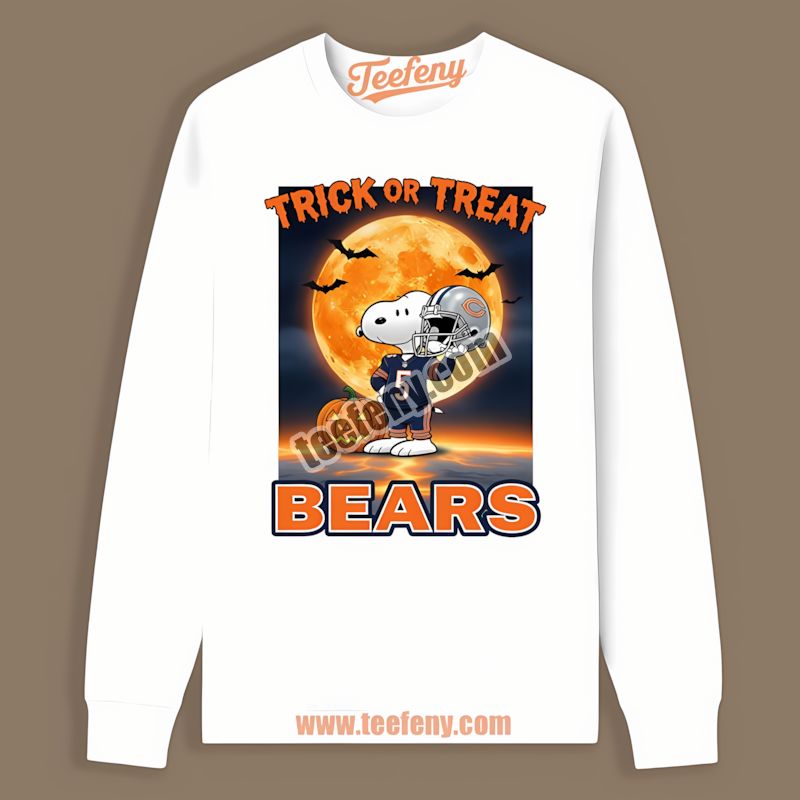 Chicago Bears Halloween Snoopy Trick Or Treat Adults Long Sleeve Chicago Bears Halloween Snoopy Trick Or Treat Adults Long Sleeve