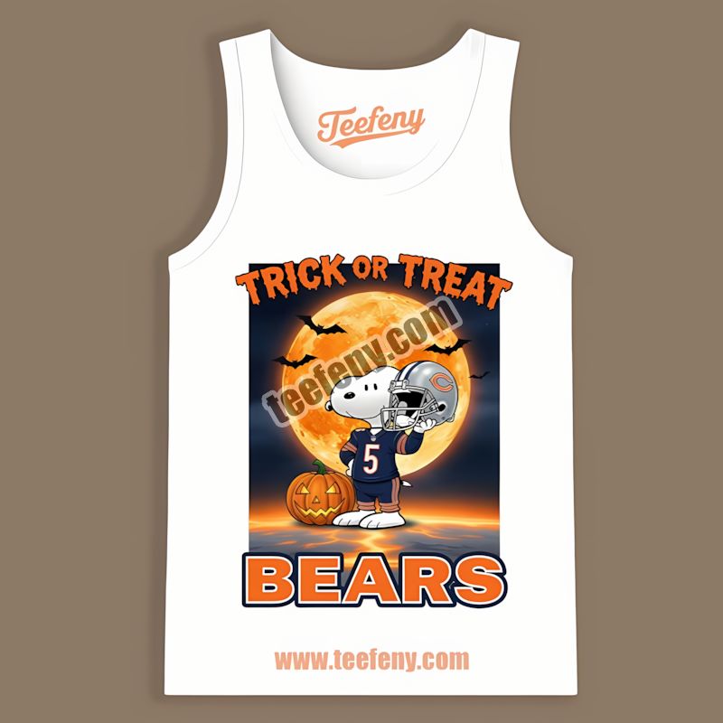 Chicago Bears Halloween Snoopy Trick Or Treat Adults Tanktop Chicago Bears Halloween Snoopy Trick Or Treat Adults Tanktop