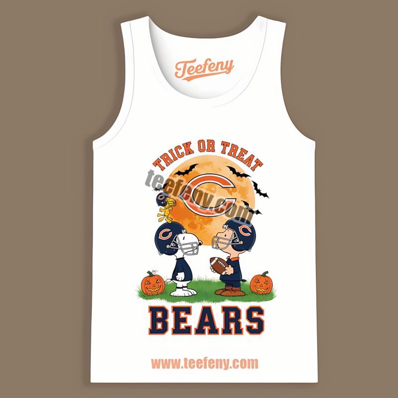 Chicago Bears Halloween Trick Or Treat Charlie Snoopy Vintage Tanktop Chicago Bears Halloween Trick Or Treat Charlie Snoopy Vintage Tanktop