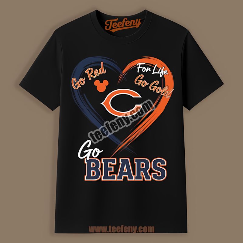 Chicago Bears Heart Go Red Go Gold Classic Shirt