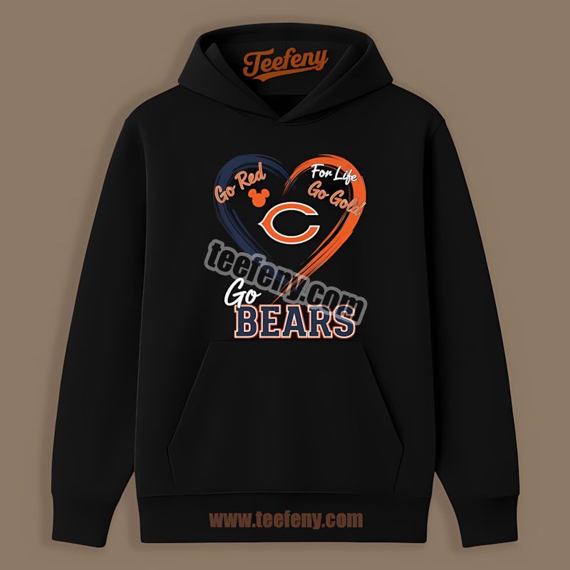 Chicago Bears Heart Go Red Go Gold Classic Hoodie Chicago Bears Heart Go Red Go Gold Classic Hoodie