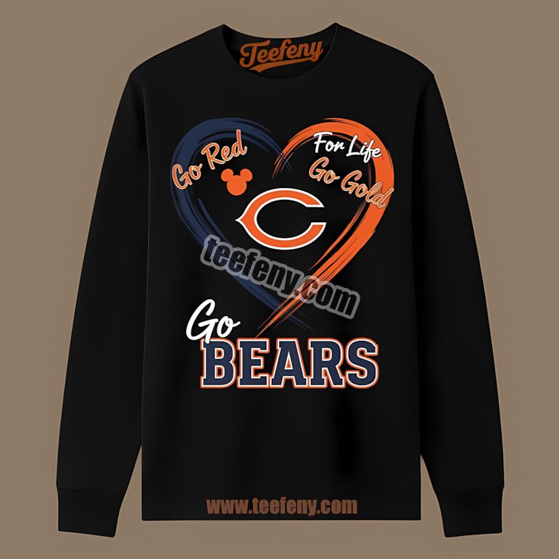 Chicago Bears Heart Go Red Go Gold Classic Long Sleeve Chicago Bears Heart Go Red Go Gold Classic Long Sleeve