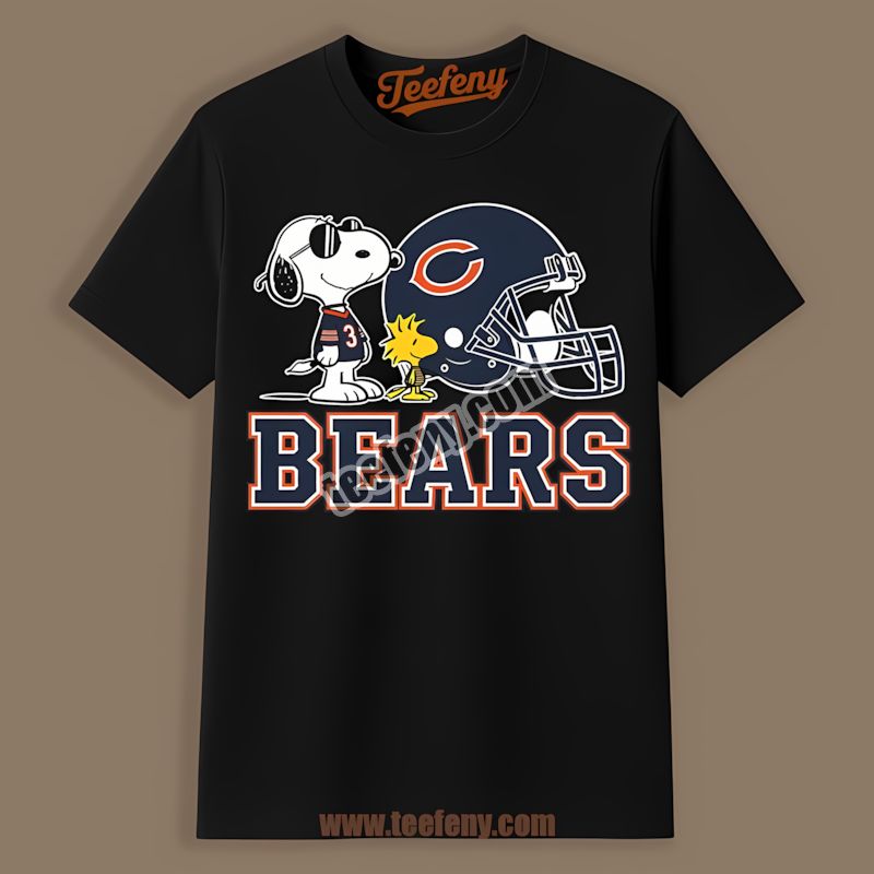 Chicago Bears Helmet Vs Snoopy Woodstock Cotton Shirt