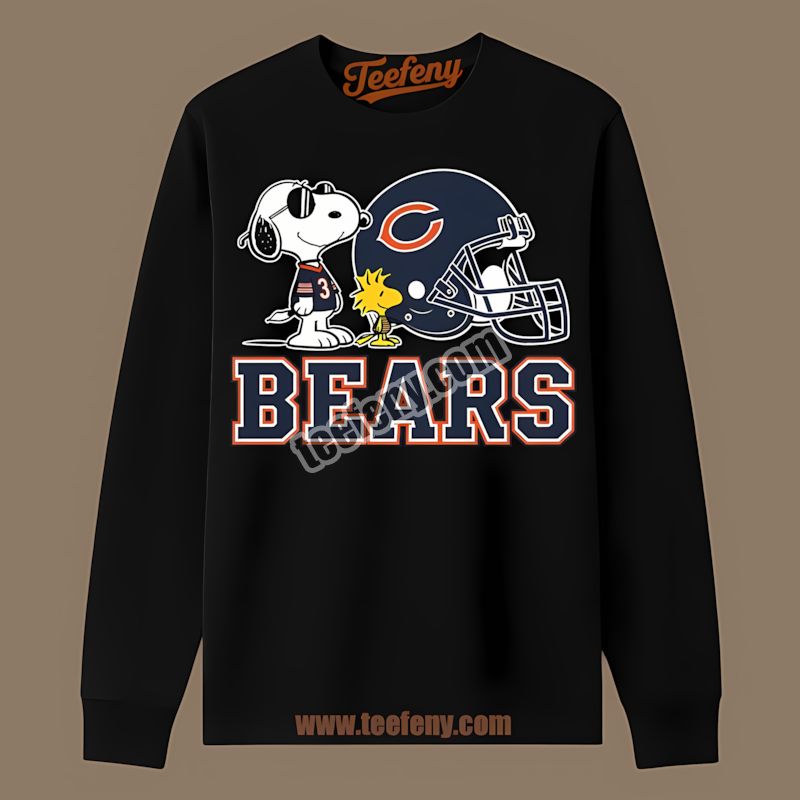 Chicago Bears Helmet Vs Snoopy Woodstock Cotton Long Sleeve Chicago Bears Helmet Vs Snoopy Woodstock Cotton Long Sleeve