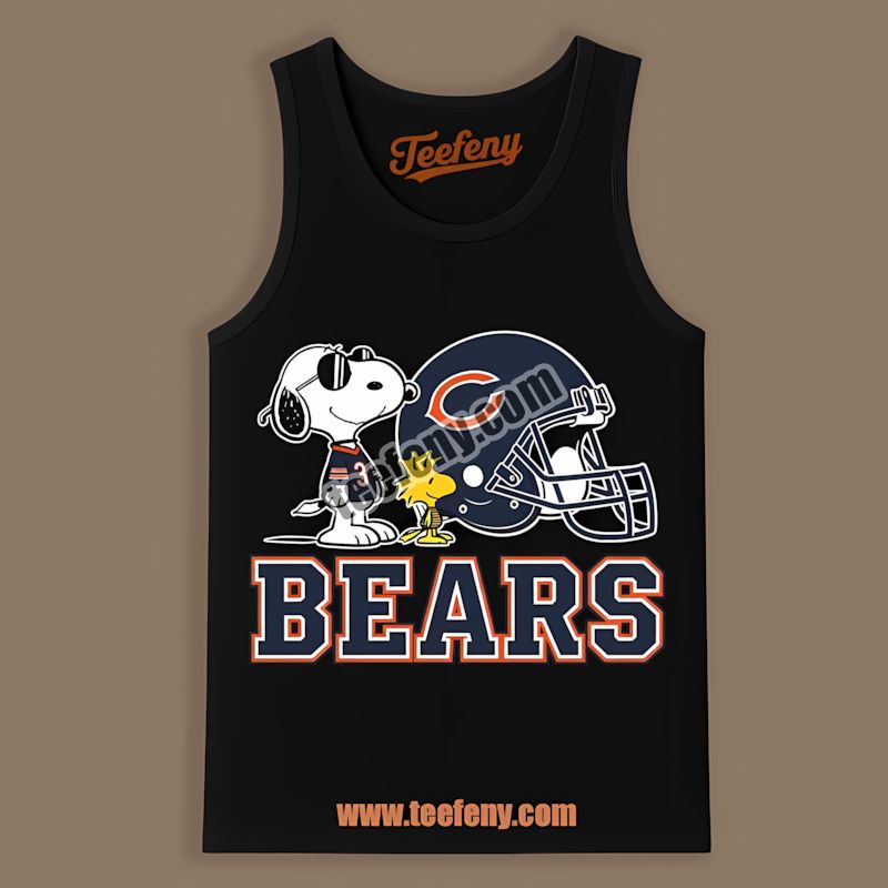 Chicago Bears Helmet Vs Snoopy Woodstock Cotton Tanktop Chicago Bears Helmet Vs Snoopy Woodstock Cotton Tanktop