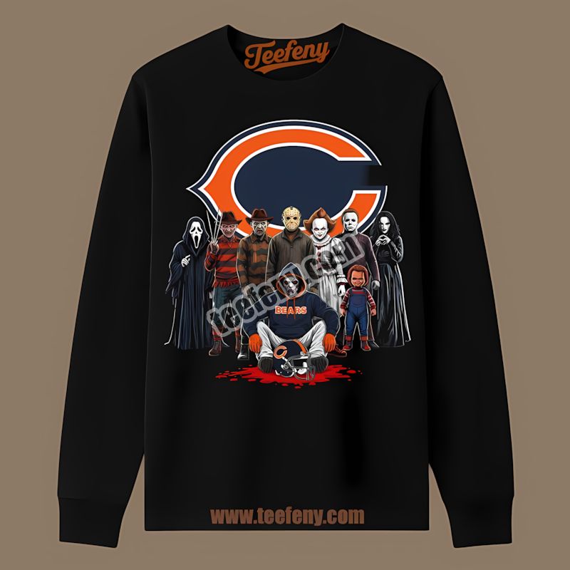 Chicago Bears Horror Movie Characters Halloween Vintage Long Sleeve Chicago Bears Horror Movie Characters Halloween Vintage Long Sleeve