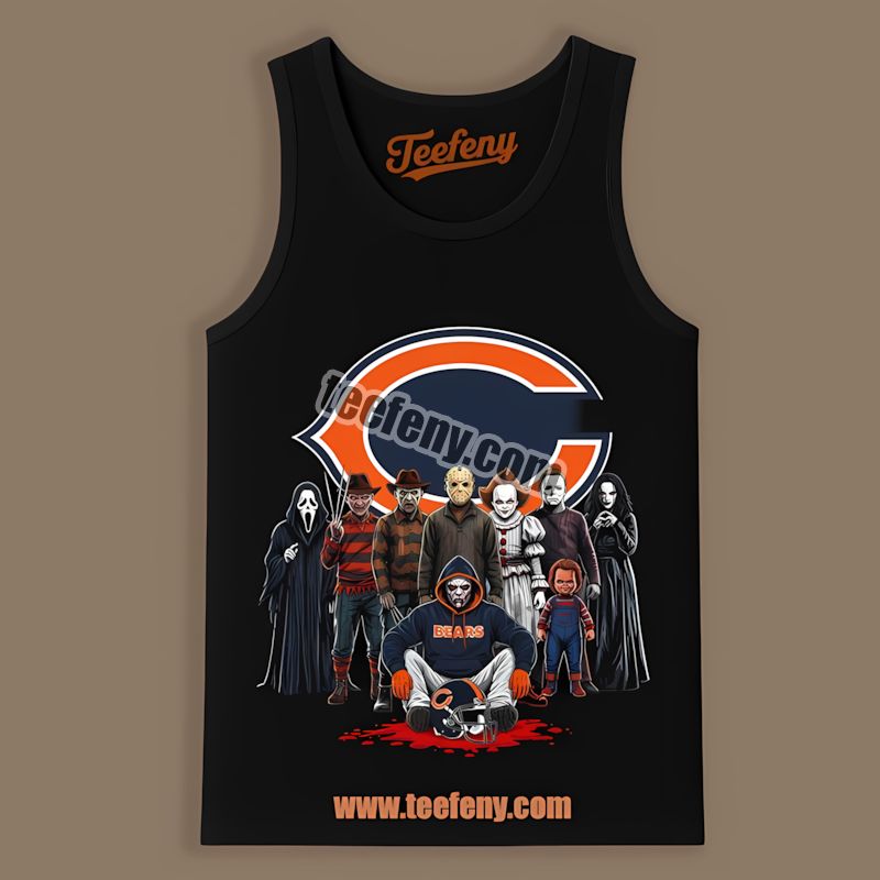 Chicago Bears Horror Movie Characters Halloween Vintage Tanktop Chicago Bears Horror Movie Characters Halloween Vintage Tanktop