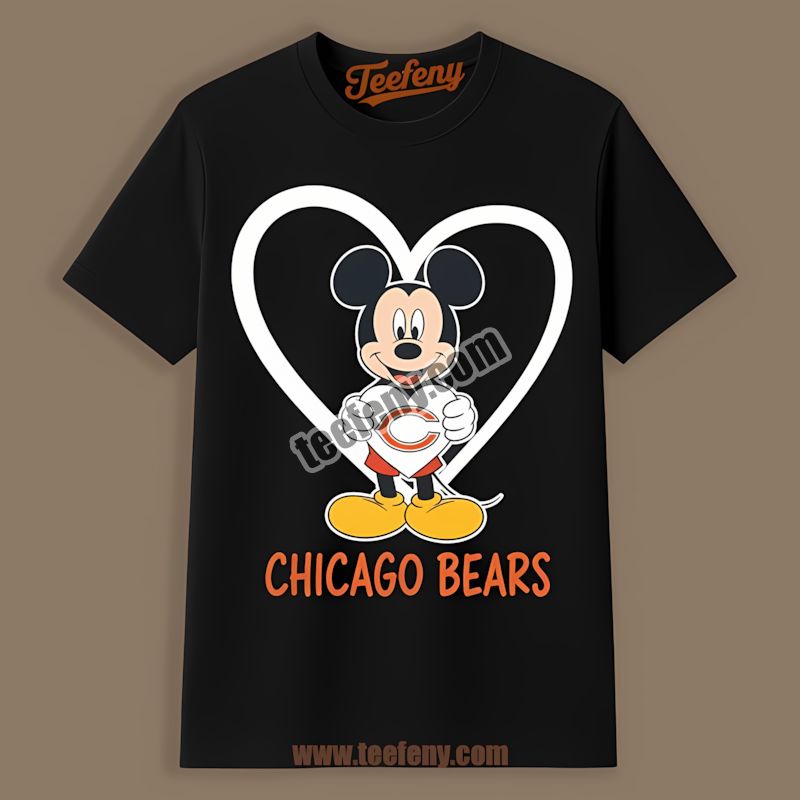 Chicago Bears Mickey Heart Cotton Shirt For Fans