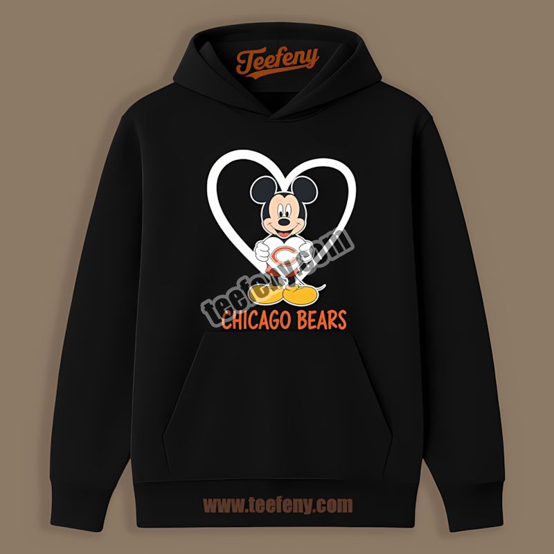 Chicago Bears Mickey Heart Cotton Hoodie For Fans Chicago Bears Mickey Heart Cotton Hoodie For Fans