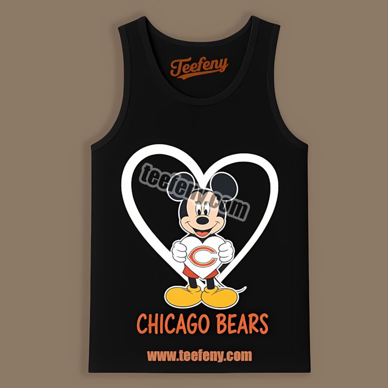 Chicago Bears Mickey Heart Cotton Tanktop For Fans Chicago Bears Mickey Heart Cotton Tanktop For Fans