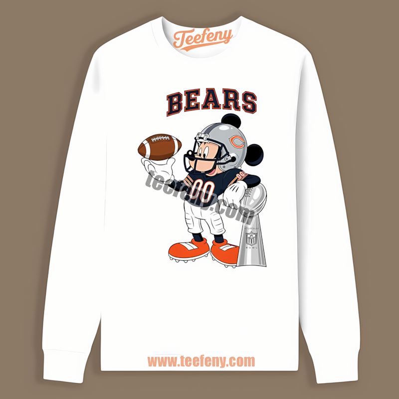 Chicago Bears Mickey Super Bowl Football Graphic Long Sleeve Chicago Bears Mickey Super Bowl Football Graphic Long Sleeve