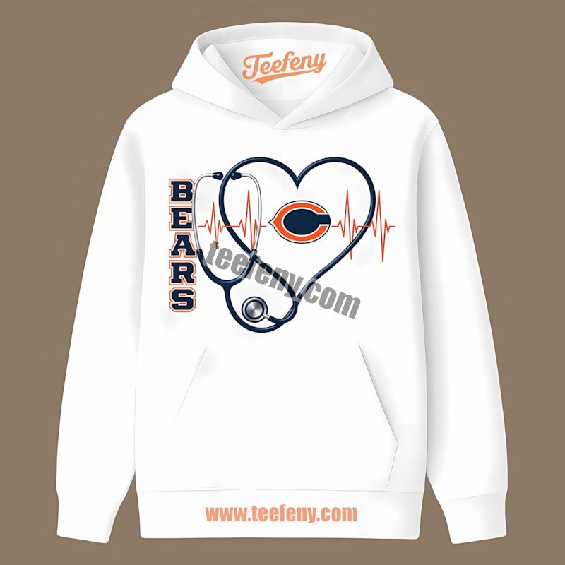 Chicago Bears Nurse Heartbeat Vintage Hoodie For Fans Chicago Bears Nurse Heartbeat Vintage Hoodie For Fans