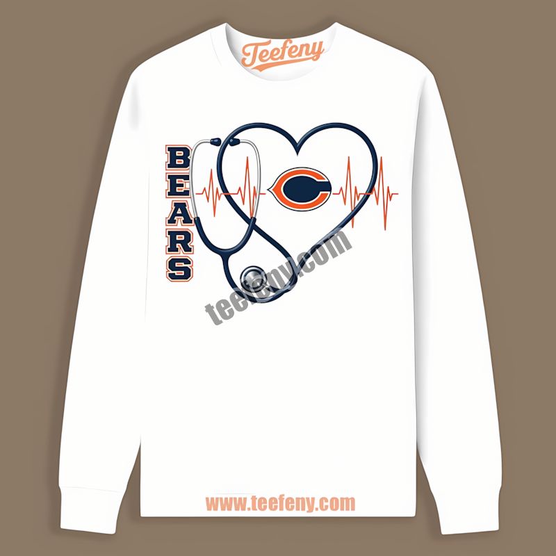 Chicago Bears Nurse Heartbeat Vintage Long Sleeve For Fans Chicago Bears Nurse Heartbeat Vintage Long Sleeve For Fans