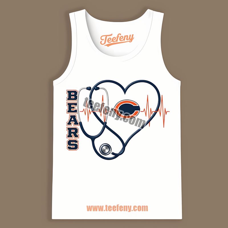 Chicago Bears Nurse Heartbeat Vintage Tanktop For Fans Chicago Bears Nurse Heartbeat Vintage Tanktop For Fans