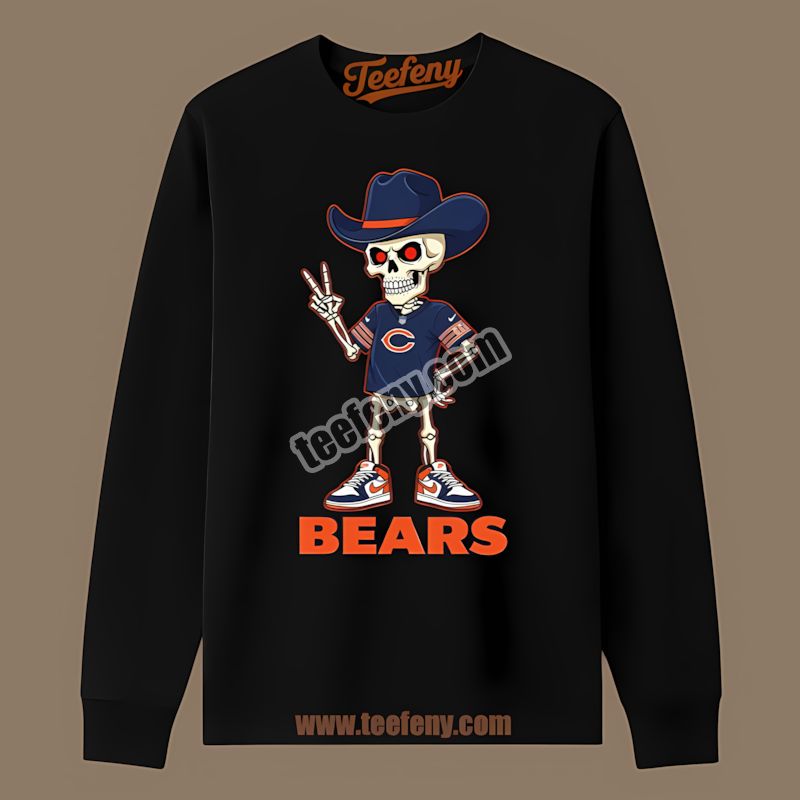 Chicago Bears Skeleton Cowboy Regular Long Sleeve For Fans Chicago Bears Skeleton Cowboy Regular Long Sleeve For Fans