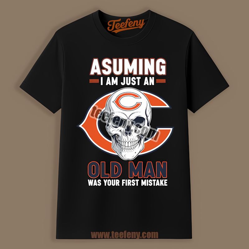 Chicago Bears Skull Assuming Old Man Color Shirt
