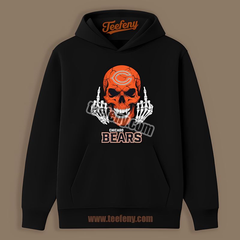 Chicago Bears Skull Middle Finger Cotton Hoodie Chicago Bears Skull Middle Finger Cotton Hoodie