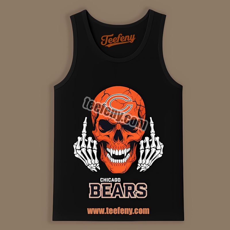 Chicago Bears Skull Middle Finger Cotton Tanktop Chicago Bears Skull Middle Finger Cotton Tanktop