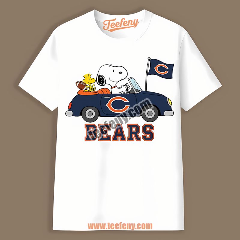 Chicago Bears Snoopy Driving Car Color Shirt