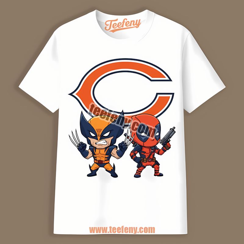 Chicago Bears Wolverine Deadpool Superhero Retro Shirt