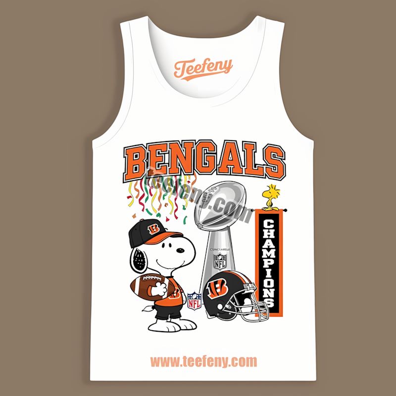 Cincinnati Bengals Champions Snoopy Celebration Vintage Tanktop Cincinnati Bengals Champions Snoopy Celebration Vintage Tanktop