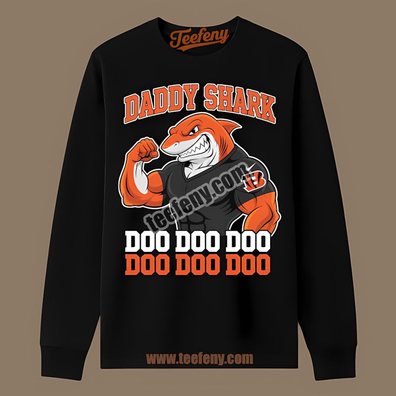 Cincinnati Bengals Daddy Shark Retro Long Sleeve Cincinnati Bengals Daddy Shark Retro Long Sleeve