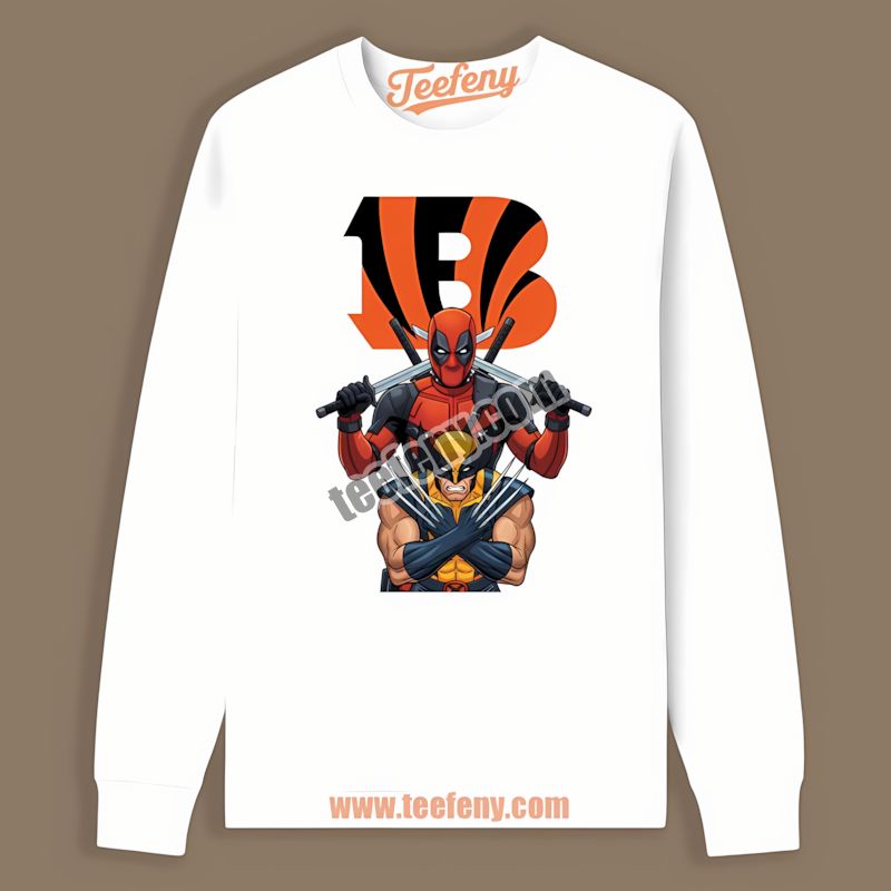 Cincinnati Bengals Deadpool Wolverine Crossover Vintage Long Sleeve Cincinnati Bengals Deadpool Wolverine Crossover Vintage Long Sleeve