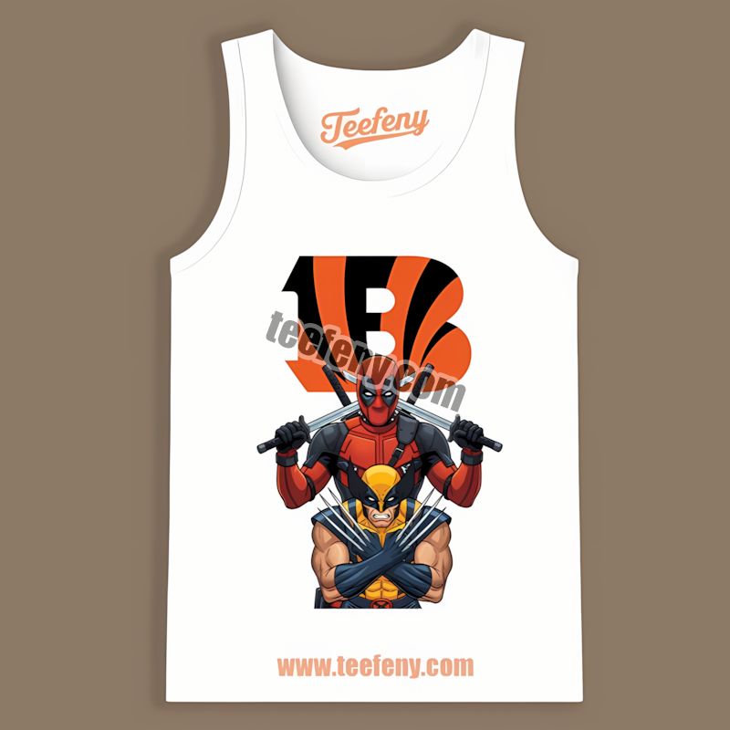 Cincinnati Bengals Deadpool Wolverine Crossover Vintage Tanktop Cincinnati Bengals Deadpool Wolverine Crossover Vintage Tanktop