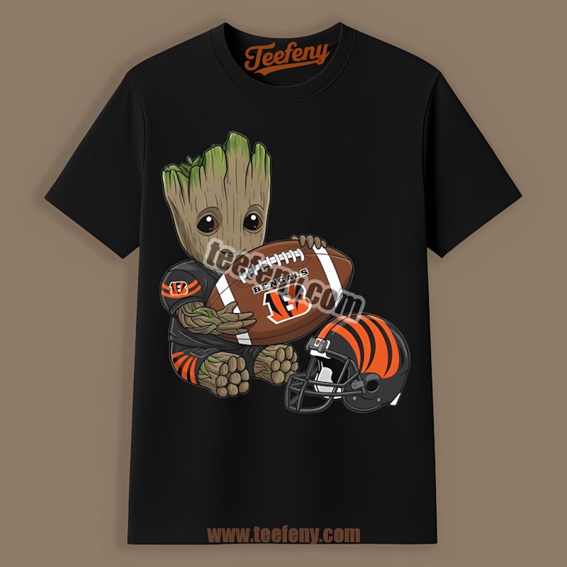Cincinnati Bengals Groot Playing Football Color Shirt