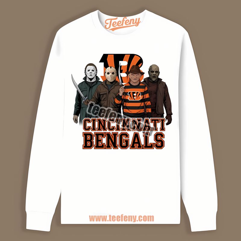 Cincinnati Bengals Halloween Horror Killers Retro Long Sleeve Cincinnati Bengals Halloween Horror Killers Retro Long Sleeve