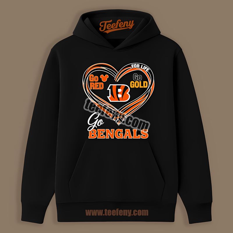 Cincinnati Bengals Heart Go Red Go Gold Retro Hoodie Cincinnati Bengals Heart Go Red Go Gold Retro Hoodie