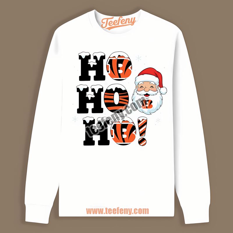 Cincinnati Bengals Ho Ho Ho Santa Christmas Long Sleeve Cincinnati Bengals Ho Ho Ho Santa Christmas Long Sleeve