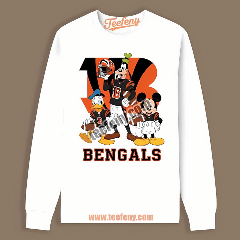 Cincinnati Bengals Mickey Donald Goofy Disney Characters Long Sleeve Cincinnati Bengals Mickey Donald Goofy Disney Characters Long Sleeve