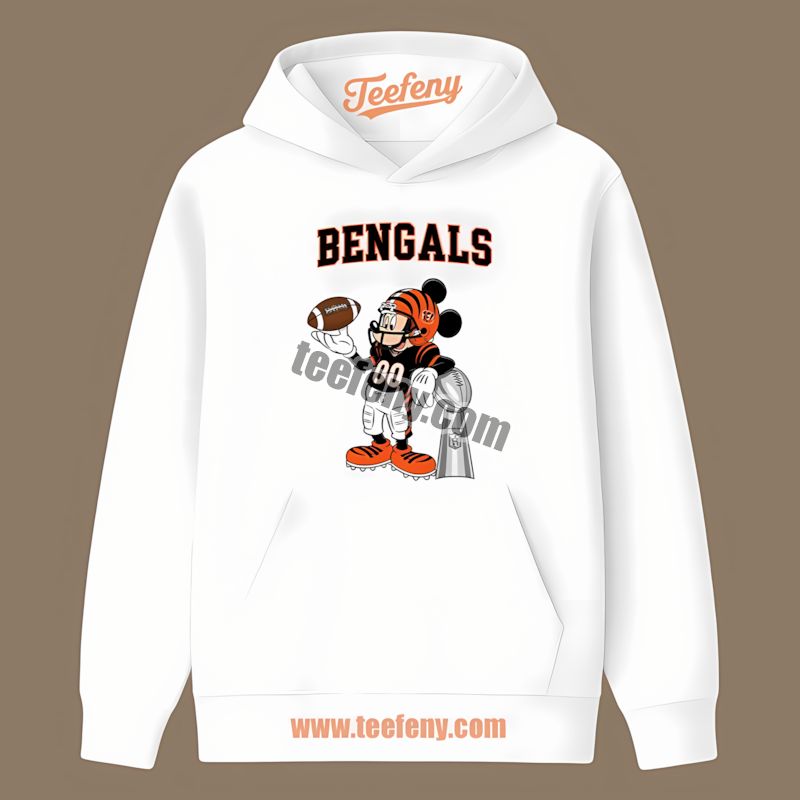 Cincinnati Bengals Mickey Super Bowl Football Color Hoodie Cincinnati Bengals Mickey Super Bowl Football Color Hoodie