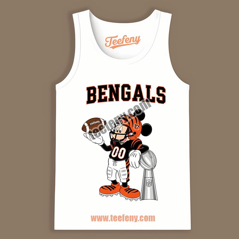 Cincinnati Bengals Mickey Super Bowl Football Color Tanktop Cincinnati Bengals Mickey Super Bowl Football Color Tanktop