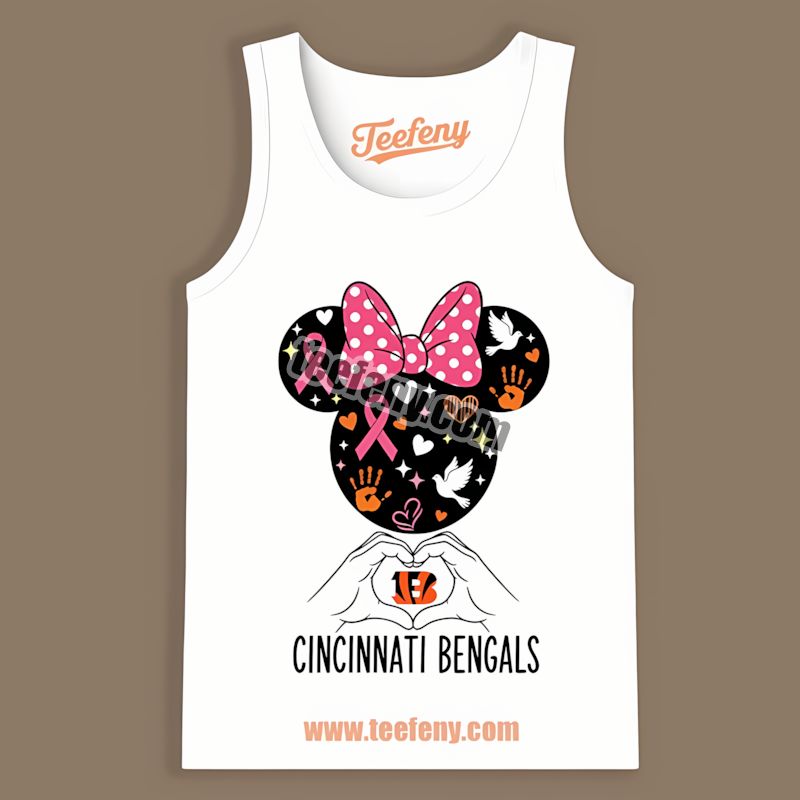 Cincinnati Bengals Minnie Mouse Breast Cancer Awareness Tanktop Cincinnati Bengals Minnie Mouse Breast Cancer Awareness Tanktop
