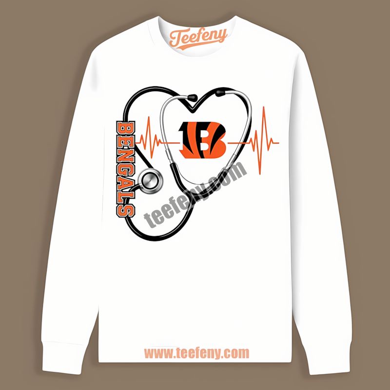 Cincinnati Bengals Nurse Heartbeat Regular Long Sleeve Cincinnati Bengals Nurse Heartbeat Regular Long Sleeve