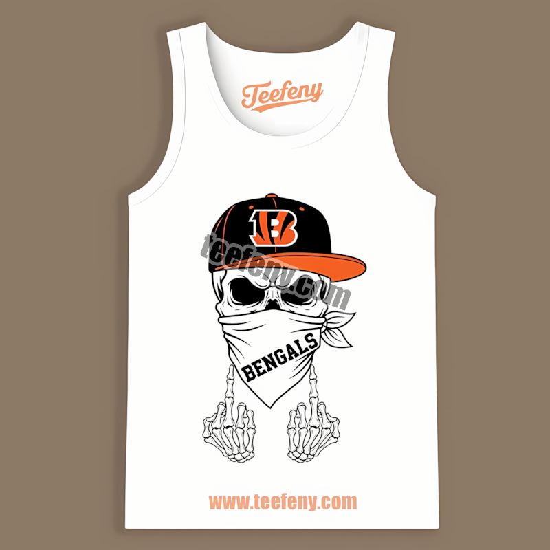 Cincinnati Bengals Skull Bandana Cotton Tanktop Cincinnati Bengals Skull Bandana Cotton Tanktop