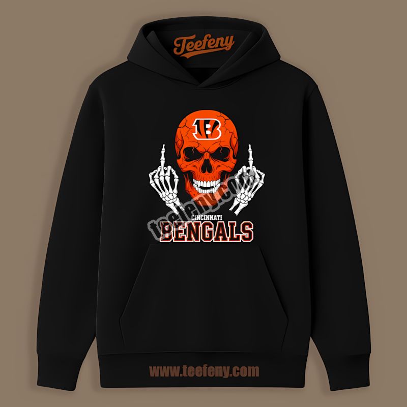Cincinnati Bengals Skull Middle Finger Trendy Hoodie Cincinnati Bengals Skull Middle Finger Trendy Hoodie