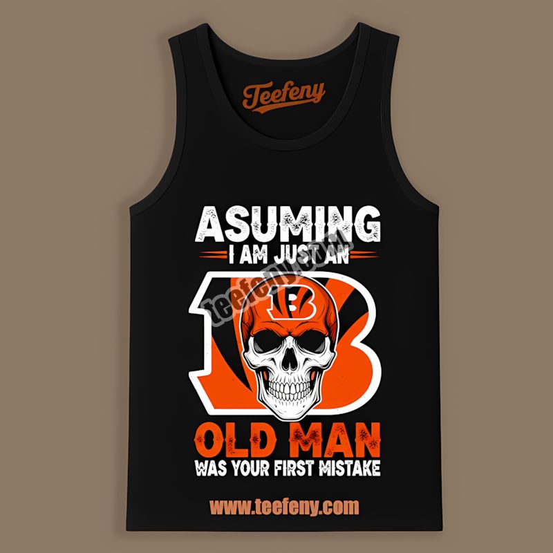 Cincinnati Bengals Skull Old Man Trendy Tanktop Cincinnati Bengals Skull Old Man Trendy Tanktop