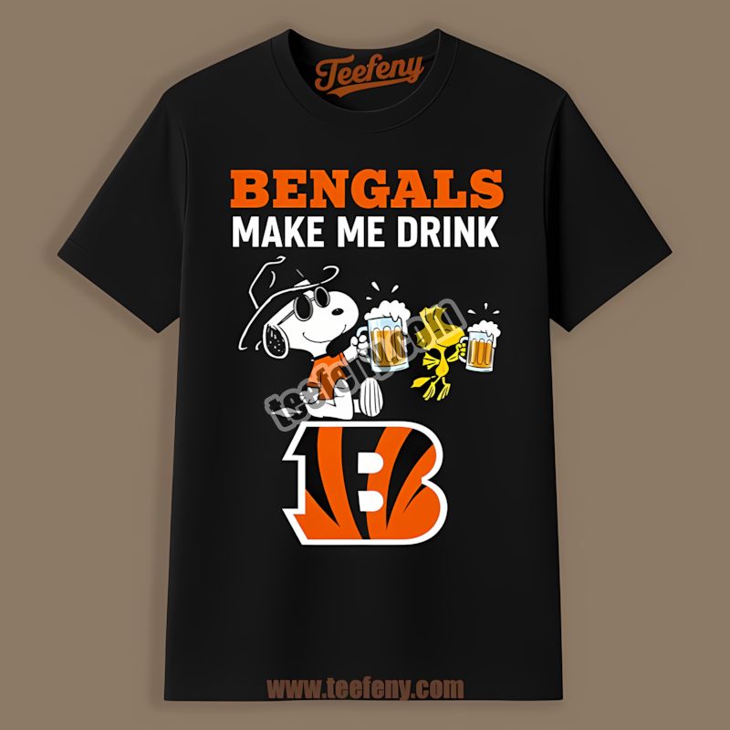 Cincinnati Bengals Snoopy Make Me Drink Color Shirt