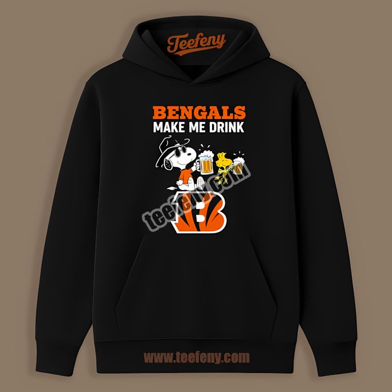 Cincinnati Bengals Snoopy Make Me Drink Color Hoodie Cincinnati Bengals Snoopy Make Me Drink Color Hoodie