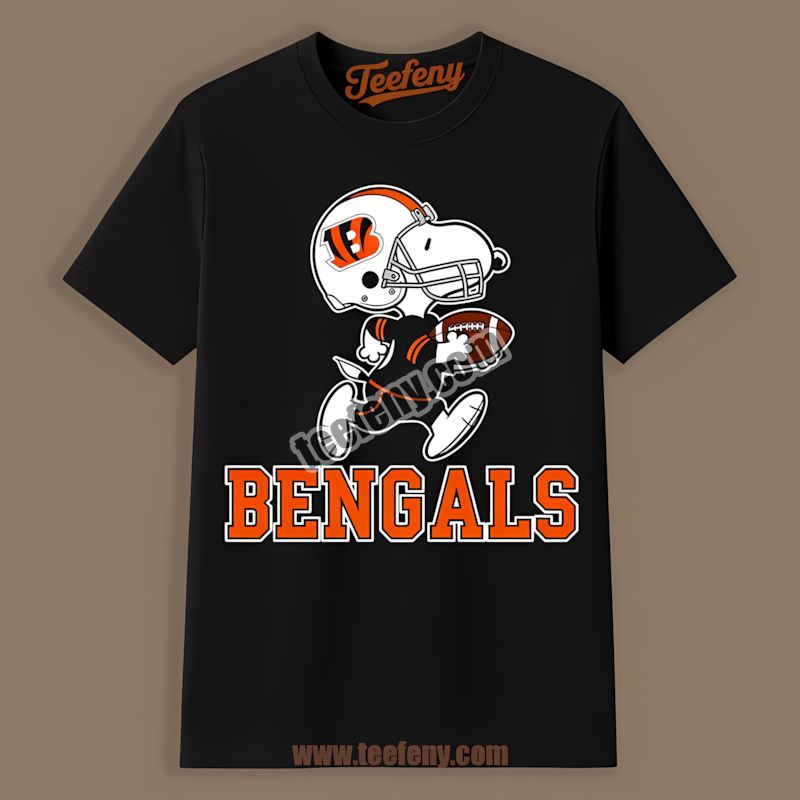 Cincinnati Bengals Snoopy Running Football Cotton Shirt