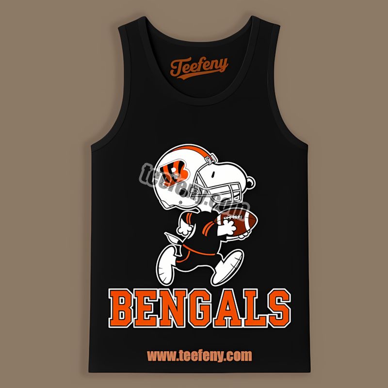 Cincinnati Bengals Snoopy Running Football Cotton Tanktop Cincinnati Bengals Snoopy Running Football Cotton Tanktop