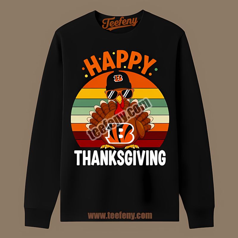 Cincinnati Bengals Thanksgiving Turkey Trendy Long Sleeve Cincinnati Bengals Thanksgiving Turkey Trendy Long Sleeve