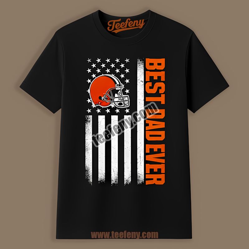 Cleveland Browns Best Dad Ever American Flag Retro Shirt